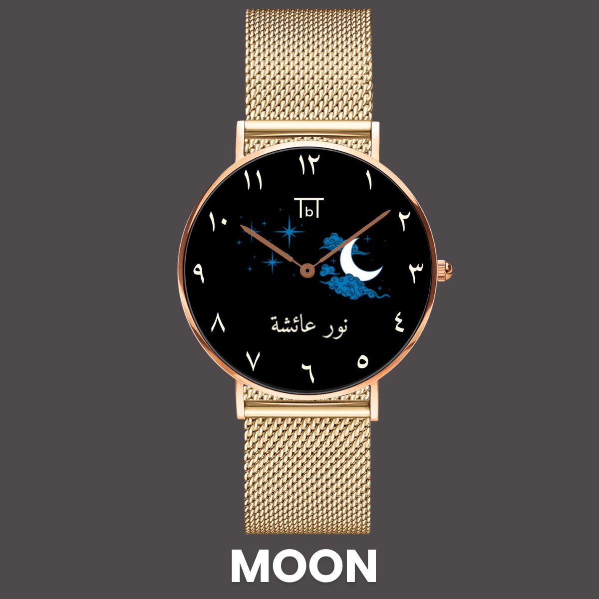 Arabic Rose Gold Black Dial with Gold Mesh Strap - TbT WatchesTbT Watches