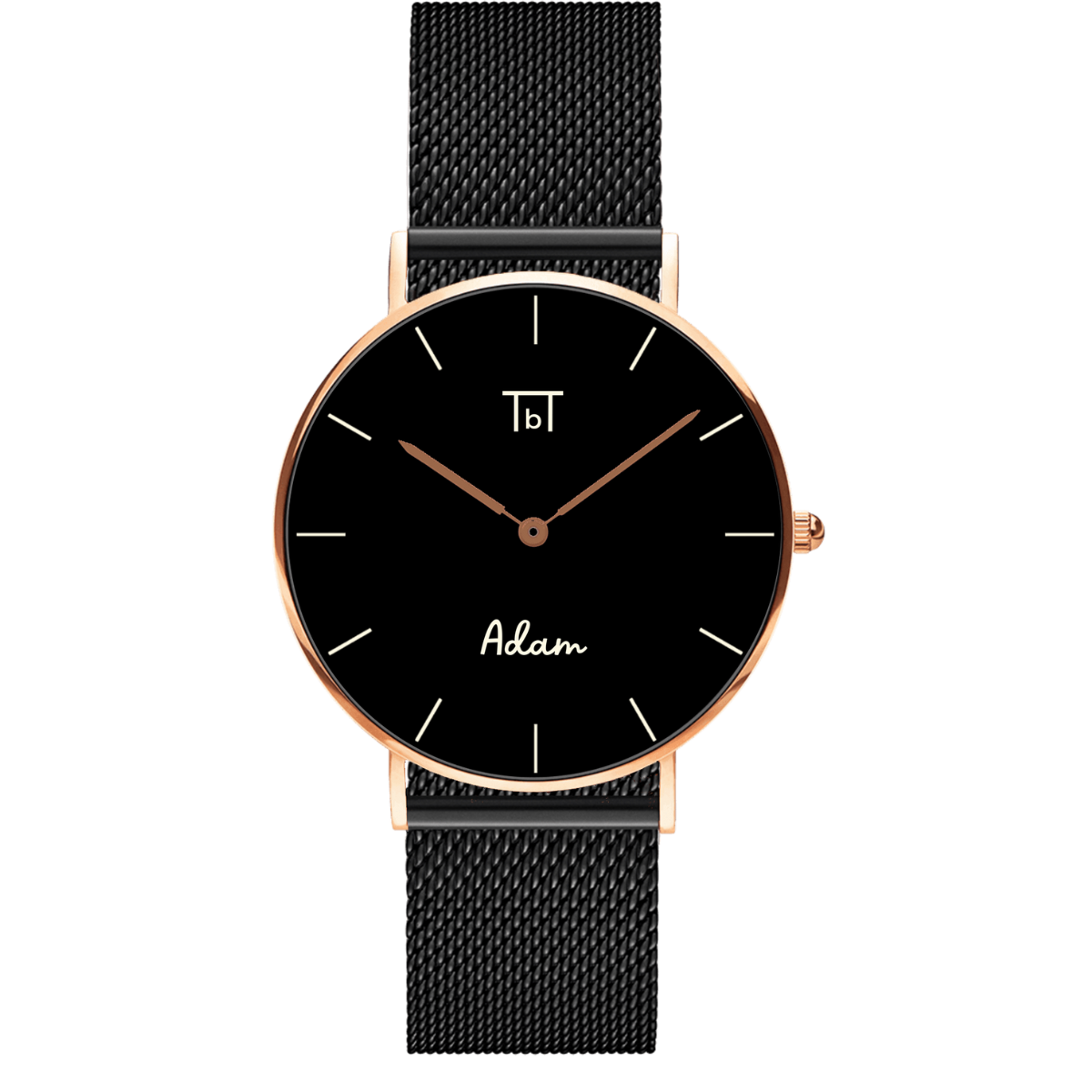 Classic Rose Gold Black with Black Mesh Strap