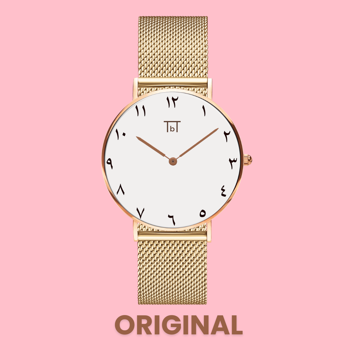 Arabic Rose Gold White with Gold Mesh Strap FOR HER
