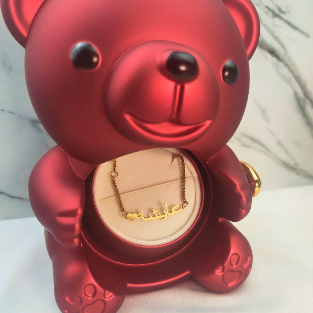 Valentines Day Special Red Bear with Custom Necklace/Bracelet/Ring