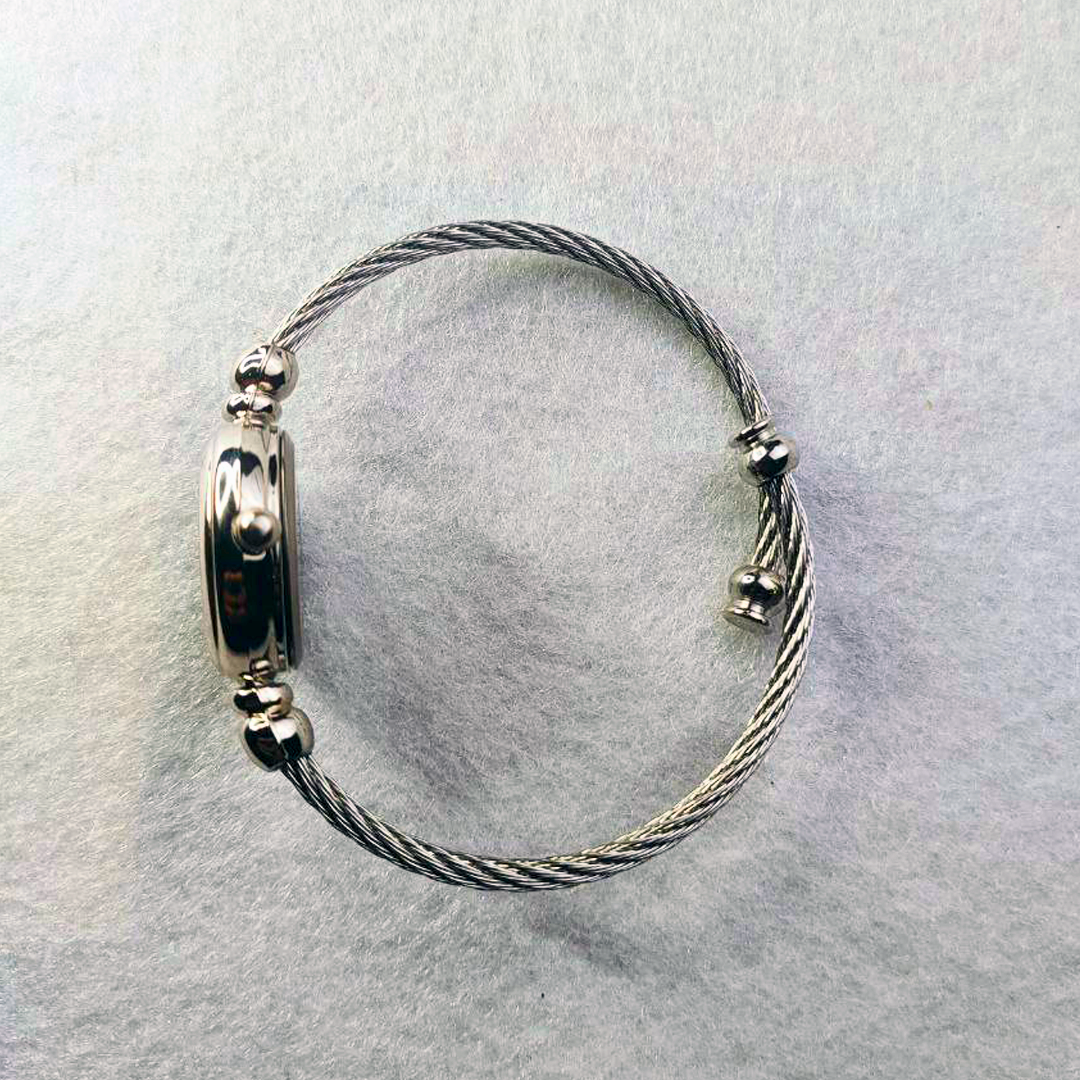 Bangle Style Arabic Watch in Silver