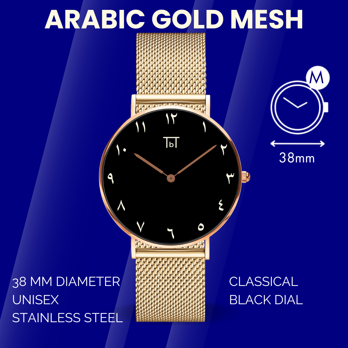 Arabic Rose Gold with Gold Mesh Strap FOR HIM