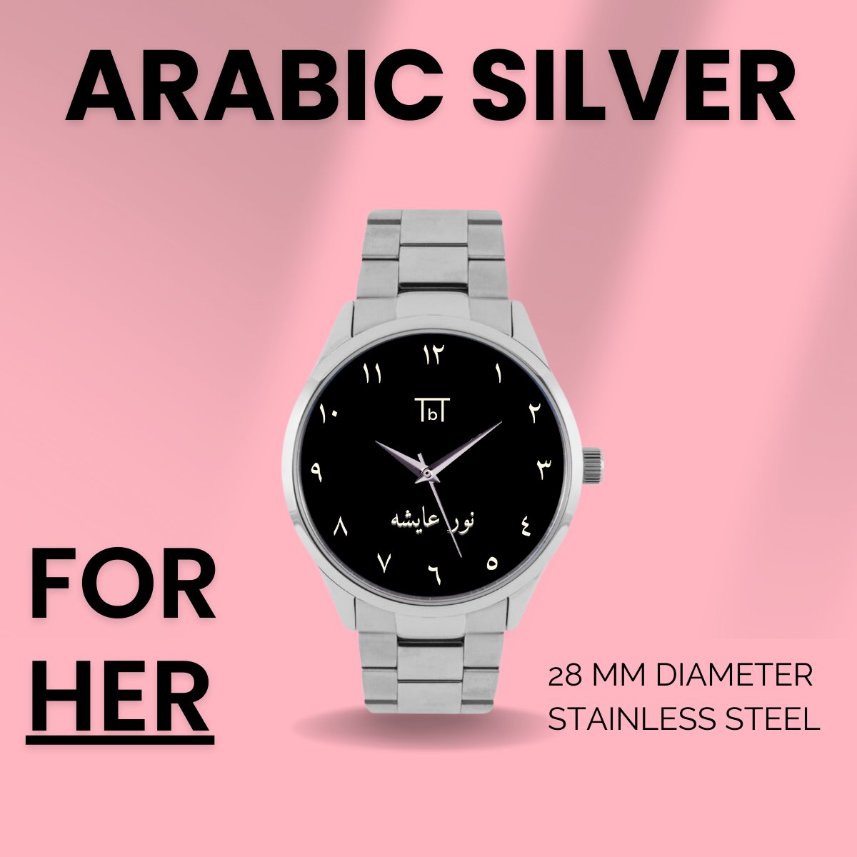 Arabic Dial Watch in Silver Stainless Steel FOR HER - TbT WatchesTbT Watches