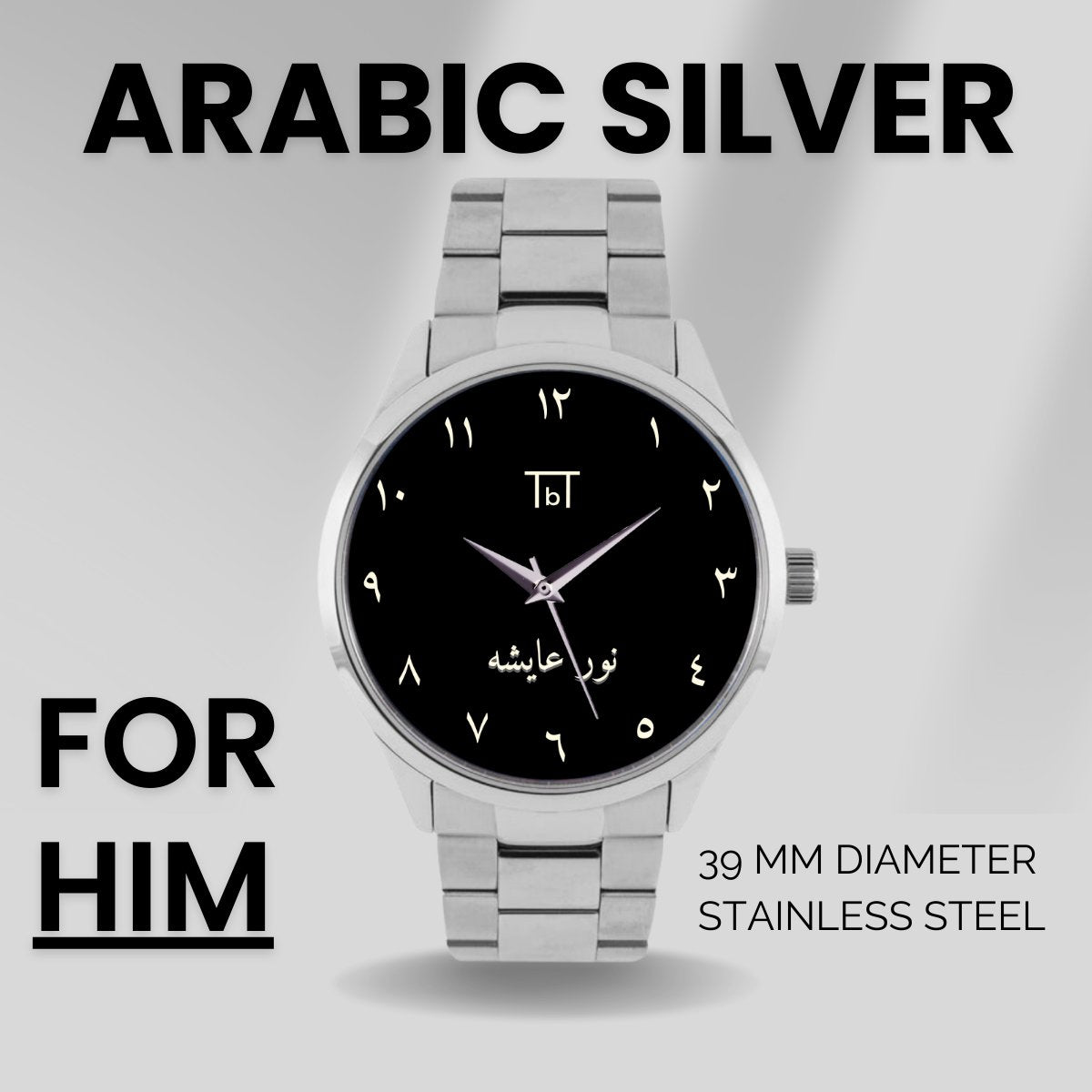 Arabic Dial Watch in Silver Stainless Steel FOR HIM - TbT WatchesTbT Watches
